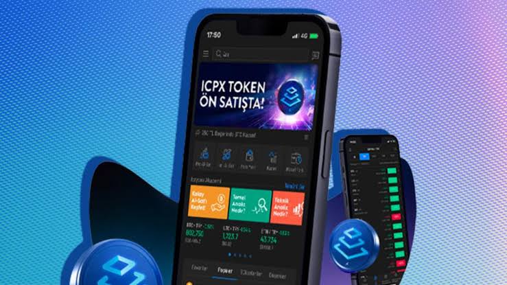 ICRYPEX mobil uygulamasında ICPX token ön satış ekranını gösteren akıllı telefon